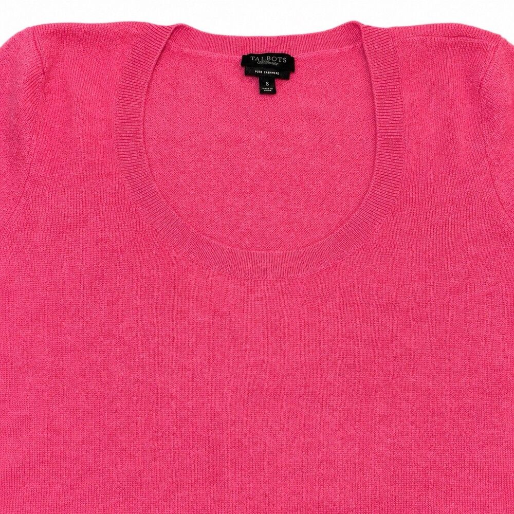 Talbots Pure Cashmere Sweater Womens S Pink Scoop Neck Pullover Soft Knit - Picture 2 of 6